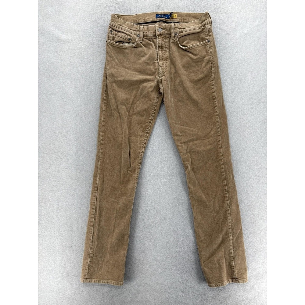 Polo Ralph Lauren Corduroy Pants Mens 32x34 Beige Varick Slim Straight Stretch